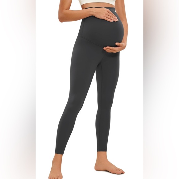 CRZ YOGA Pants - CRZ YOGA Maternity High-Waist Leggings in Charcoal Gray